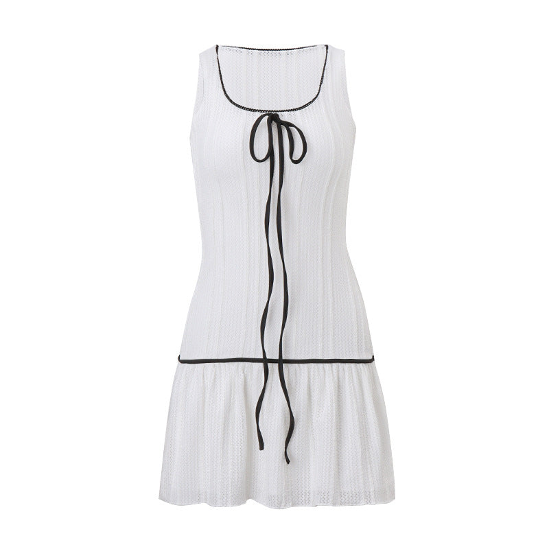 Bow Tie Mesh Sleeveless Tank Dress