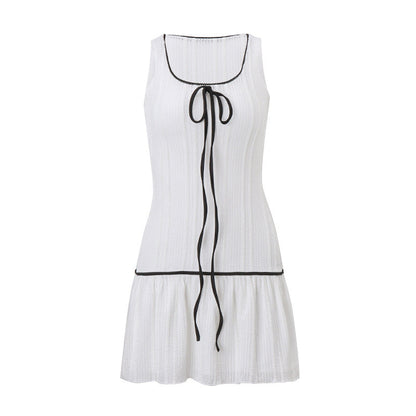 Bow Tie Mesh Sleeveless Tank Dress