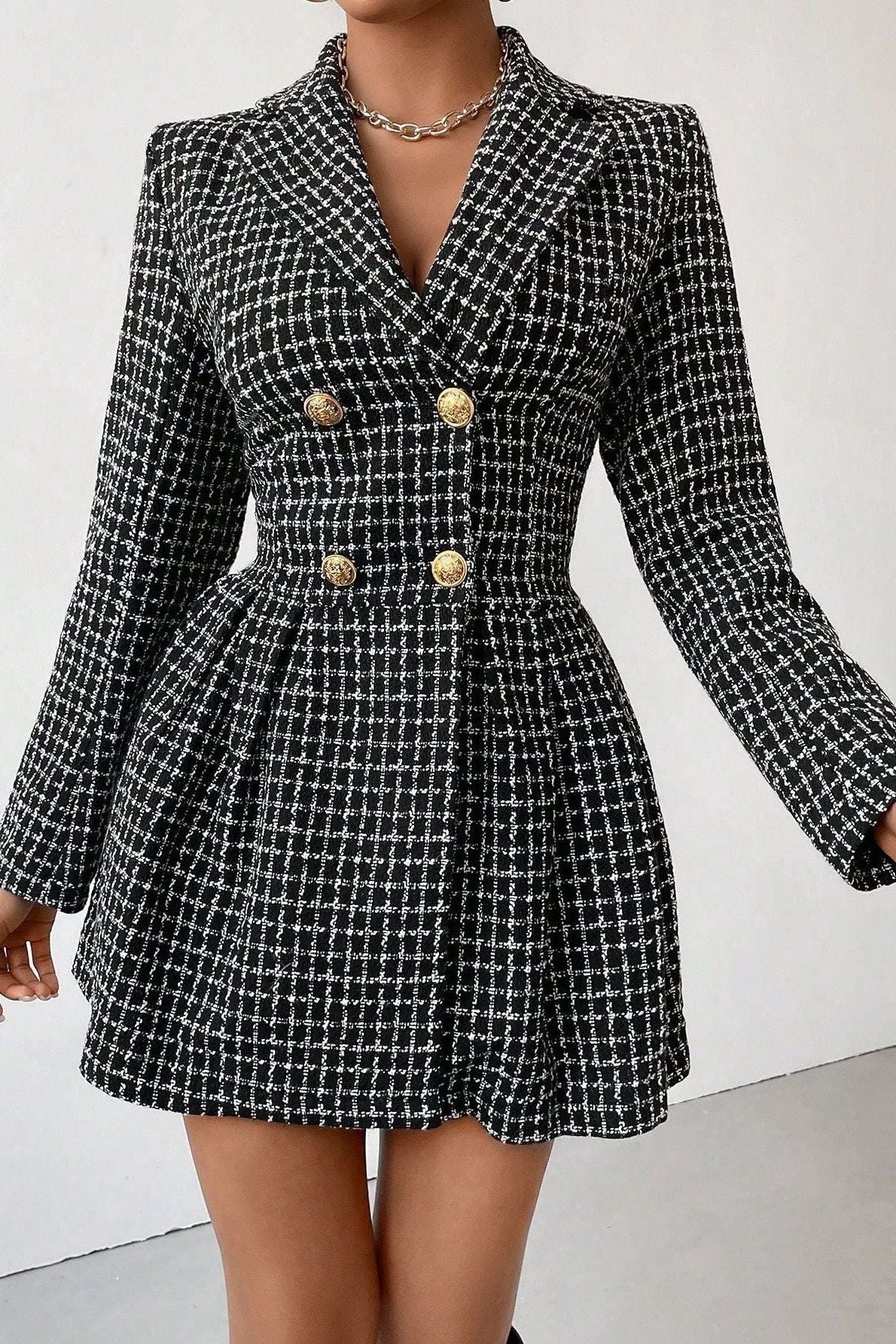 V-neck Long-sleeved Jacket dress