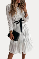 Midi White dress with polka dots