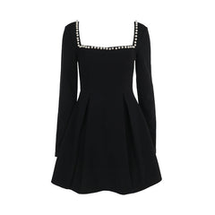 Fall Type HipElegant Slim Pearl Square Collar