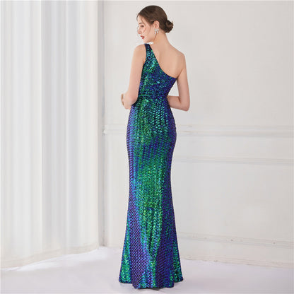 Victoria Formal One-Shoulder Charming Sequined Fishtail Dress