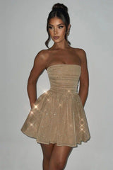 Strapless backless short evening dress