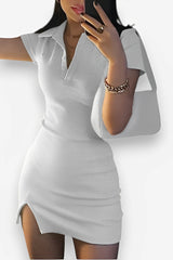 Short Sleeve Hip-Wrapped Slim Fit Dress