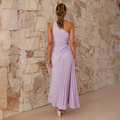 Fitted One Shoulder Gown Dress