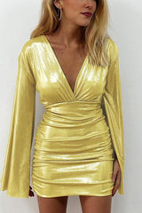 Backless long-sleeved high-waist slim dress