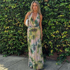 Backless Halter Maxi Dress