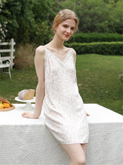 Satin Pink Petite Floral Nightgown