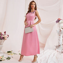 Short Sleeve Sleeveless Dress Square Collar High Waist A Line Dress