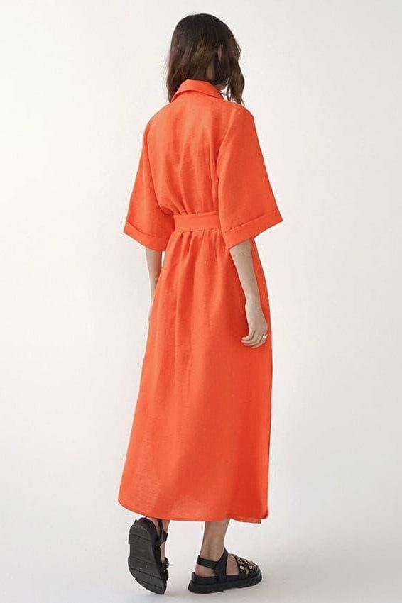 Cotton and linen long skirt A-line maxi dress