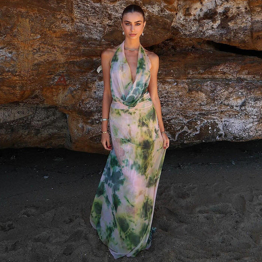 Backless Halter Maxi Dress