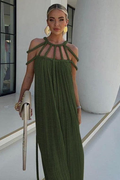 Rope Strapless Halter Neck Loose Dress