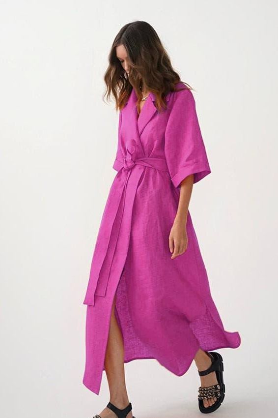 Cotton and linen long skirt A-line maxi dress