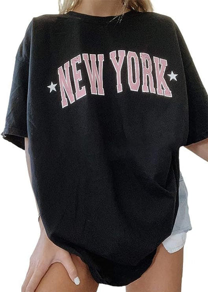 Round Neck T-Shirt With Short Sleeves And Letters