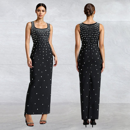 Rhinestone Sleeveless Hip Dress