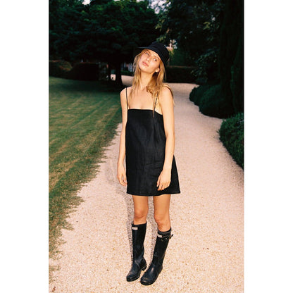 Cotton And Linen Square Neck Mini Dress