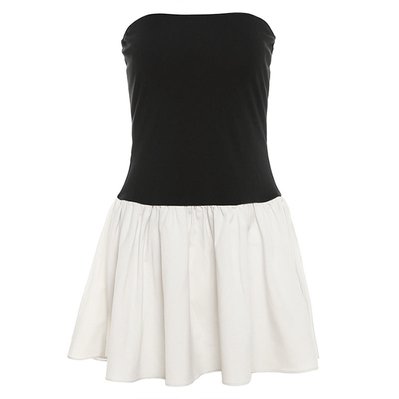 Pleated Dress With Patchwork