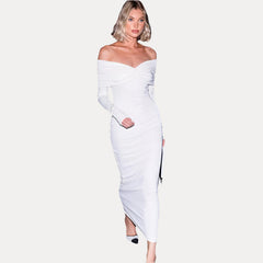One-line collar banquet evening dress
