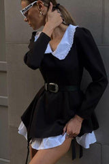 Doll-neck black dress