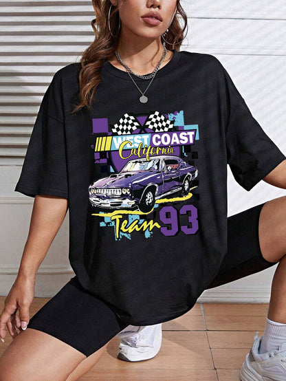 Loose Letter Car Print Simple Top