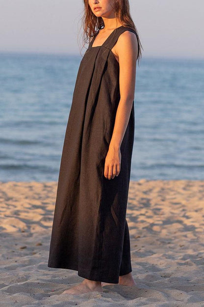 Square Neck Sleeveless Loose Long Dress
