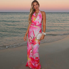 Backless Halter Maxi Dress