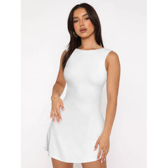 Round collar sleeveless mini dress
