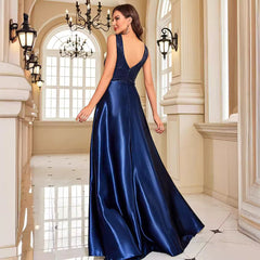 Deep V Plunge Dress Backless Sequin Slim Fishtail Bridesmaid Cocktail Evening Dress