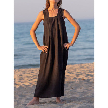 Square Neck Sleeveless Loose Long Dress