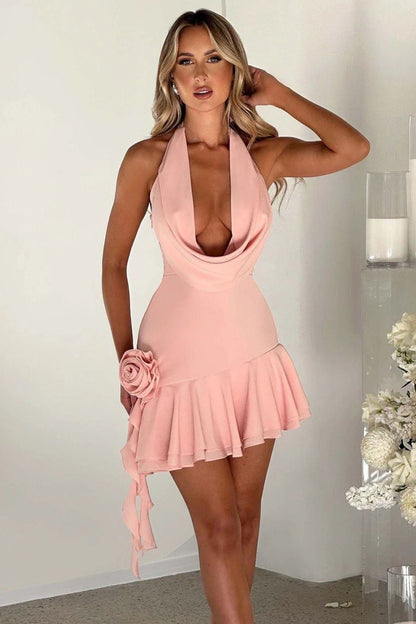 Swing Collar Lace Mini Dress