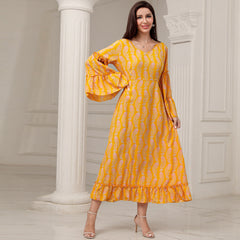Plus Size  Elegant Casual Bell Sleeve Dress