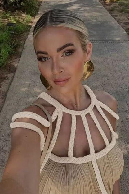 Rope Strapless Halter Neck Loose Dress