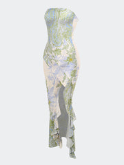 Floral Sexy Stylish Slit Maxi Dress