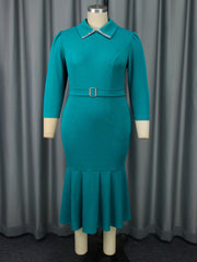 Plus Size Blouse Collar Dress Party Cocktail Fishtail Clothes Dresses