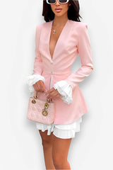 V-Neck Ruffle Two-Piece jacket Dress