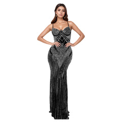 Wear Sleeveless Sheath Rhinestone Strap Slim Fit Dress