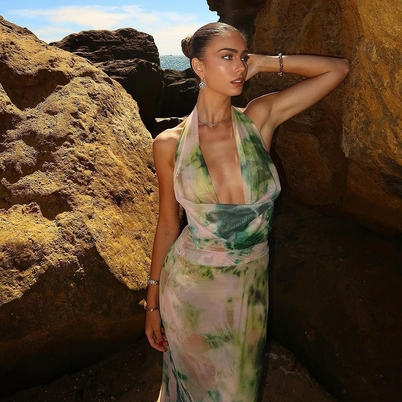 Backless Halter Maxi Dress