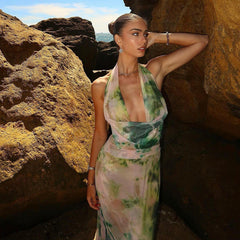 Backless Halter Maxi Dress