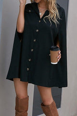 V-neck bat sleeves single-breasted dress