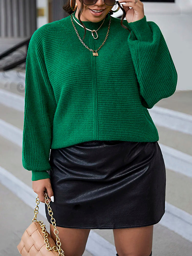 Dark Plus Size Casual Soft Long Sleeve Green Christmas Sweater Sweaters-L