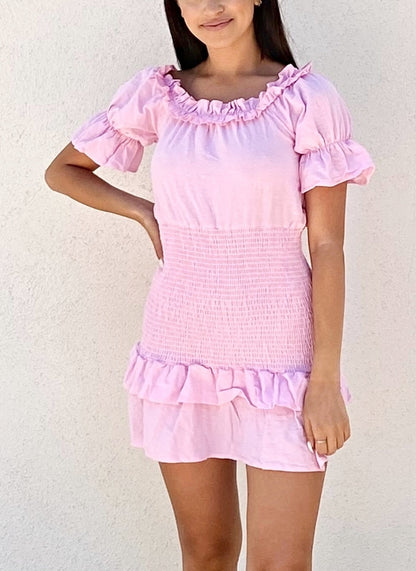 Smocked Off Shoulder Dress