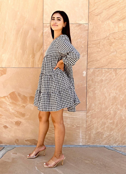Gingham Long Sleeve Dress