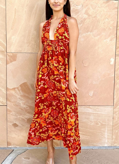 Halter Floral Maxi Dress