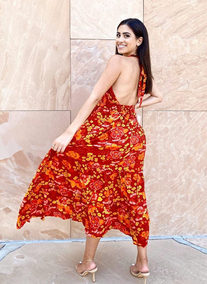 Halter Floral Maxi Dress