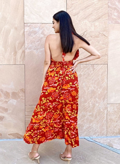 Halter Floral Maxi Dress
