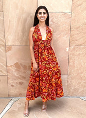 Halter Floral Maxi Dress