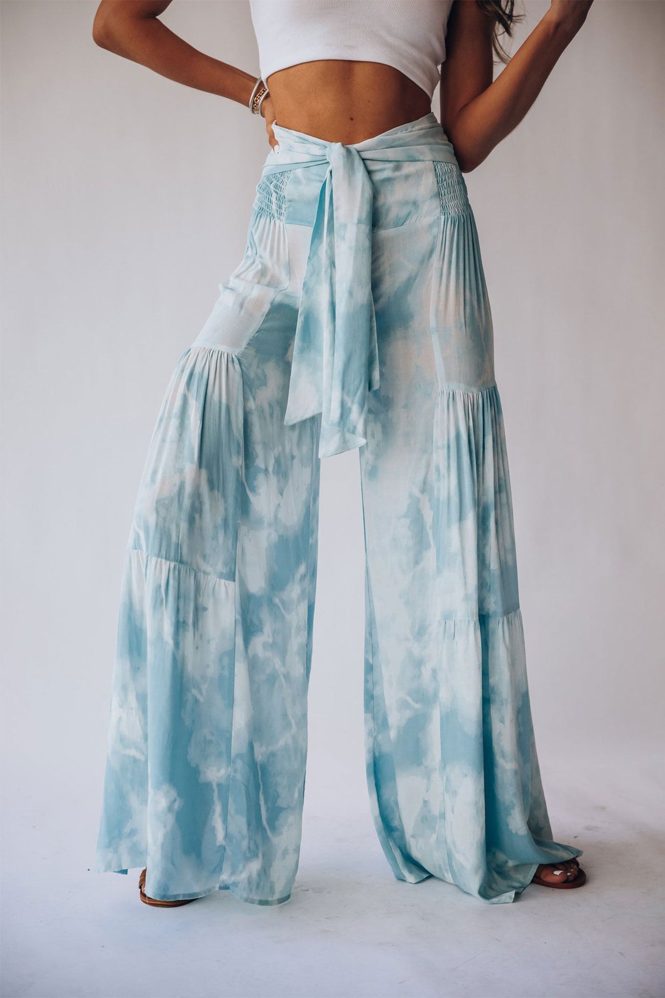 Printed Wide Leg Long Pants