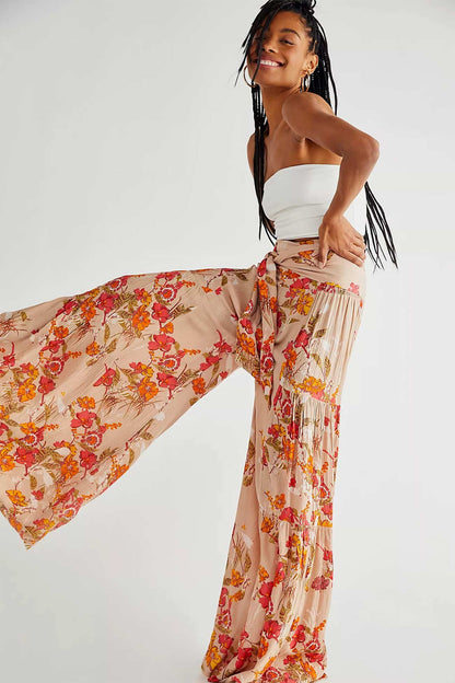 Printed Wide Leg Long Pants