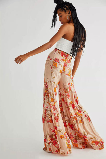 Printed Wide Leg Long Pants