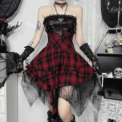 Crimson Folded Tied-up Tiny Gown Red / S